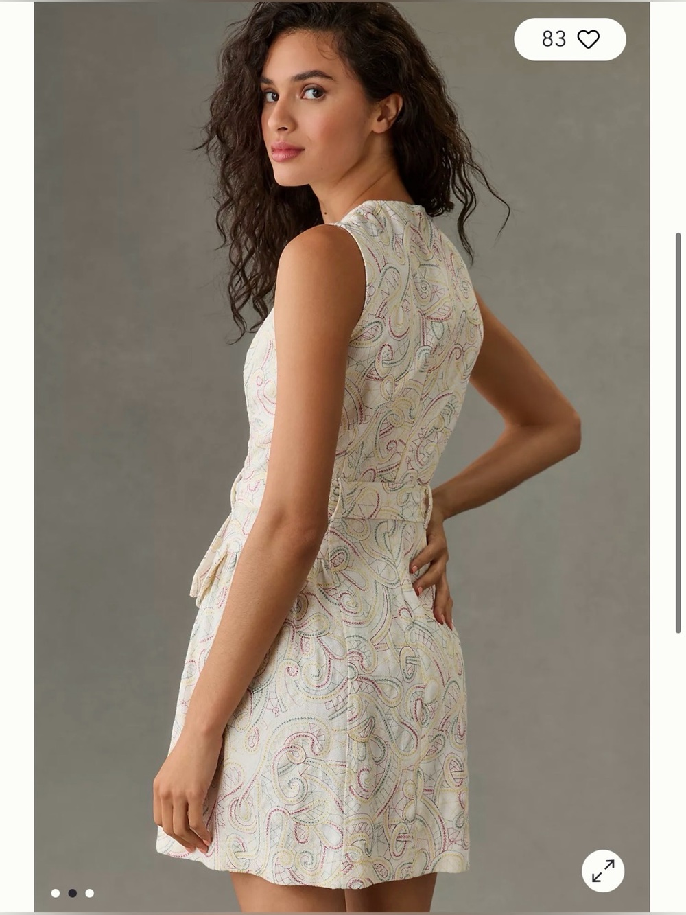 Shoshanna Embroidered Paisley Belted Mini Dress Size 12 Cottagecore Coastal New - Picture 2 of 7